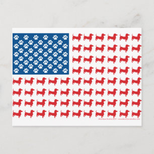 Doxie - Dachshund Patriotic American Flag Postcard
