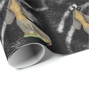 Doxie dog Moustache dachshund black gift wrapping Paper