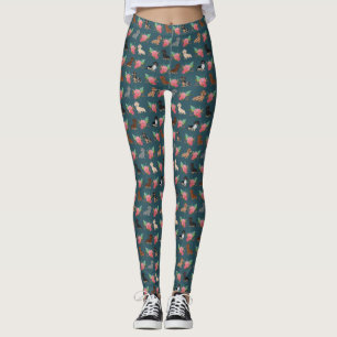 Doxie Floral leggings - dachshund florals