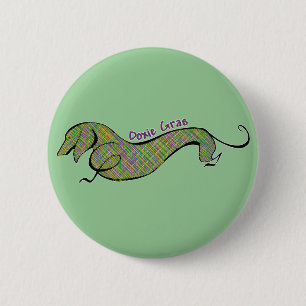 Doxie Gras 2 Inch Round Button