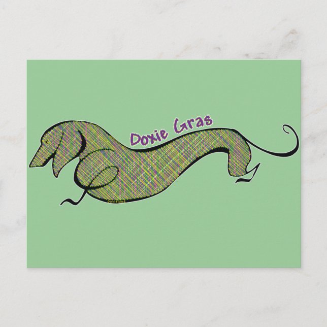Doxie Gras Postcard (Front)