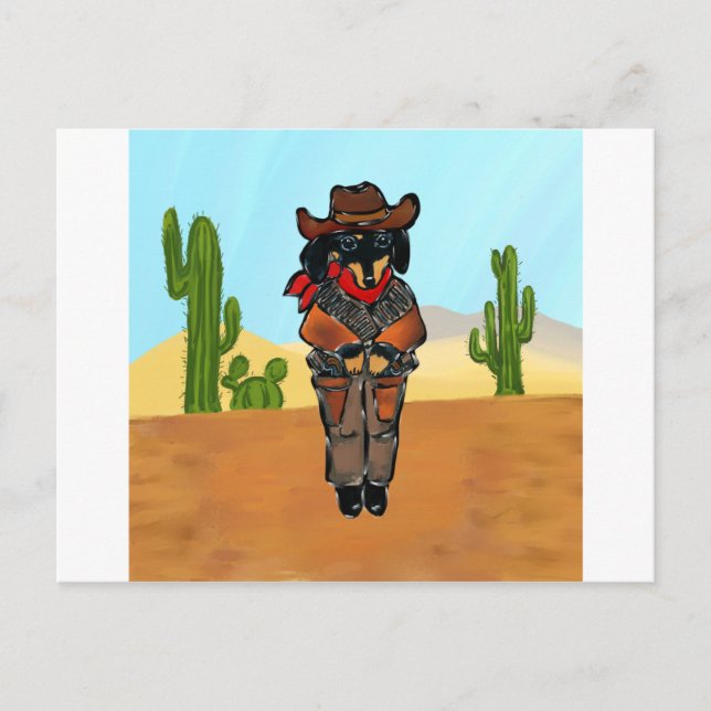 Doxie Gunslinger Postcard (Front)