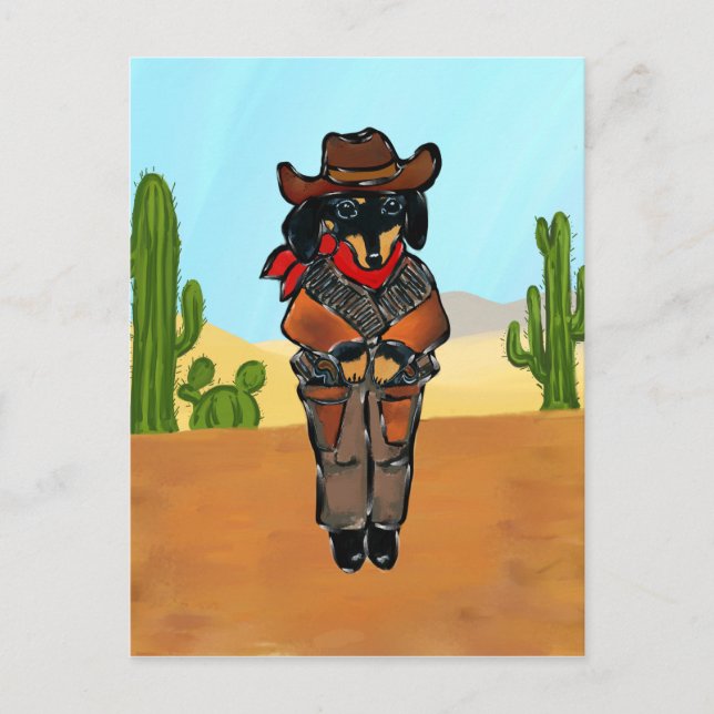 Doxie Gunslinger Postcard (Front)