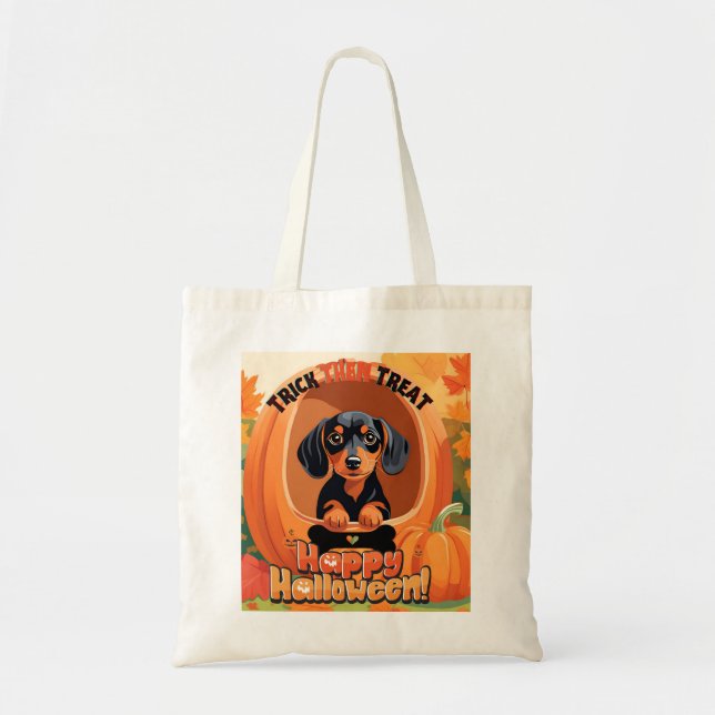 Doxie Halloween Tote Bag (Front)