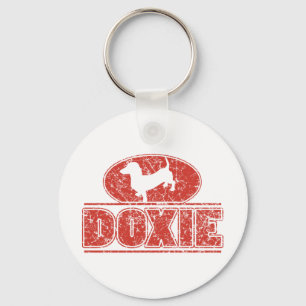 DOXIE-in-Circle-Distressed Keychain