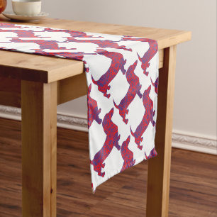 Doxie in Reniassance-Pattern Short Table Runner