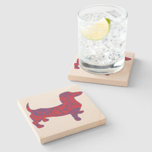 Doxie in Reniassance-Pattern Stone Coaster