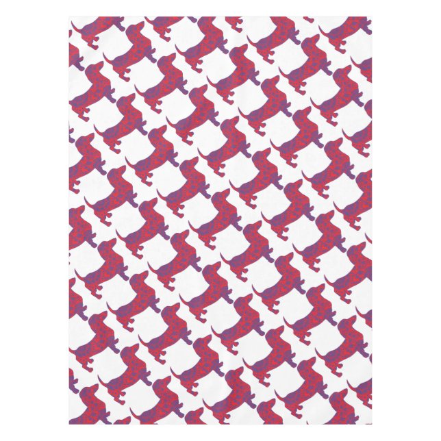Doxie in Reniassance-Pattern Tablecloth (Front)