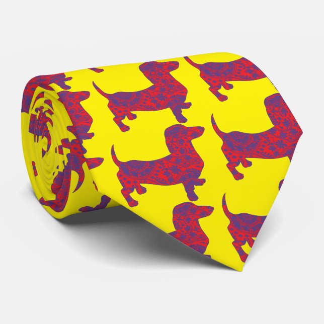 Doxie in Reniassance-Pattern Tie (Rolled)