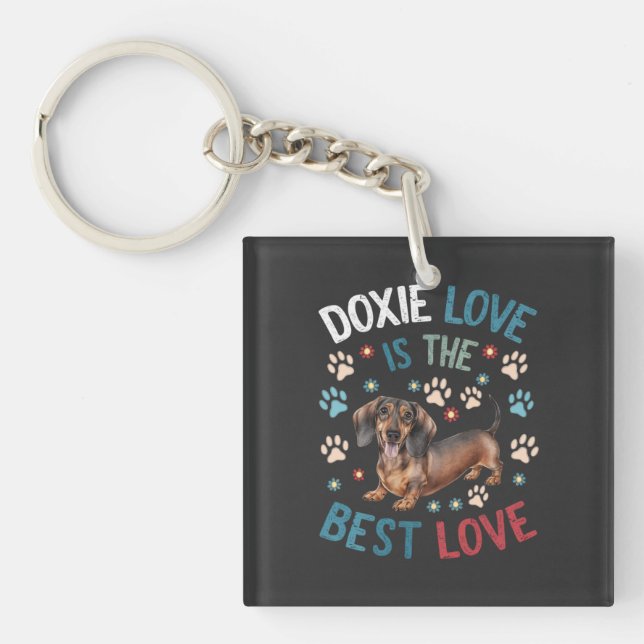 Doxie Love Is The Best Love Keychain (Front)