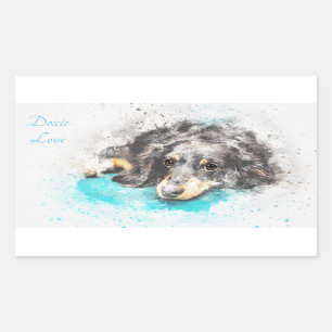 DOXIE LOVE Long Hair Dachshund Oval Stickers