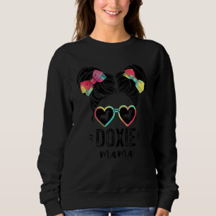 Doxie Mama Double Bun Hair Dachshund Dog Mom Sweatshirt