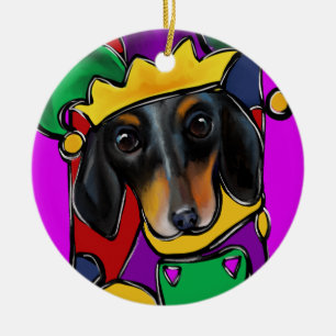 DOXIE  MARDI GRAS           CERAMIC ORNAMENT