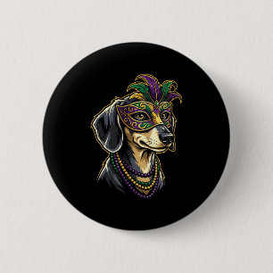 Doxie mardi gras jester costume carnival parade 2 inch round button