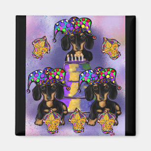 Doxie Mardi Gras Magnet