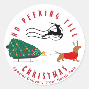 Doxie Merry & Bright Dachshund Christmas Classic Round Sticker