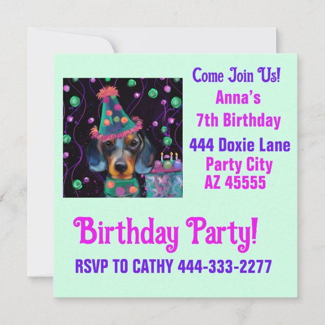 Doxie Party  Invitation (Front)