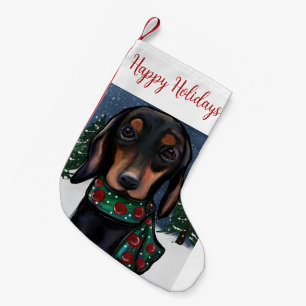 Doxie  small christmas stocking