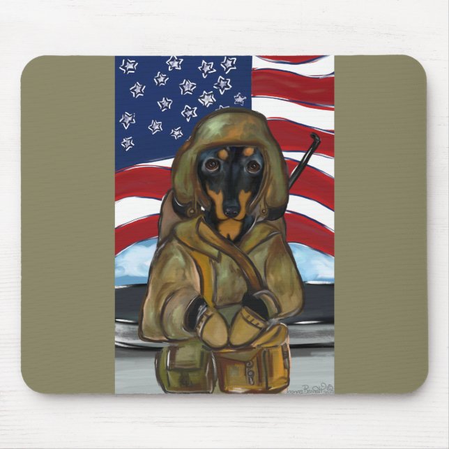 Doxie Soldier Mouse Pad (Front)