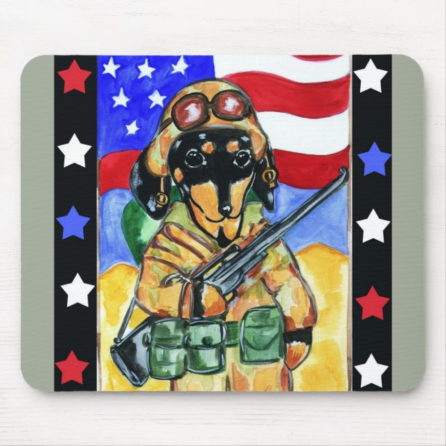 Doxie Soldier Mouse Pad (Front)