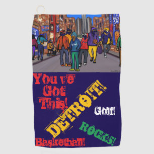 Doxie Town City - DETROIT  Golf Towel