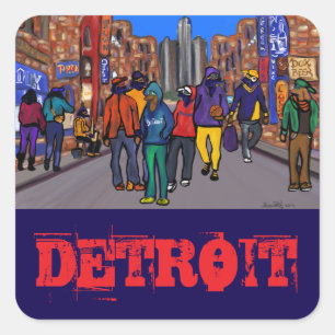 Doxie Town City - DETROIT Square Sticker