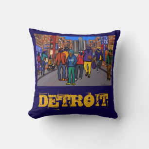 Doxie Town City - DETROIT Throw Pillow