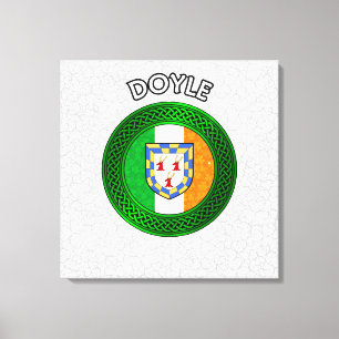 Doyle Crest & Celtic Knot on Shamrock Canvas Print