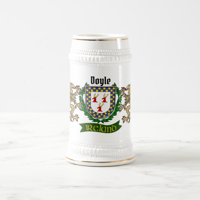 Doyle/O'Doyle Irish Shield Personalized Beer Stein (Center)