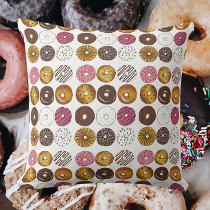 Dozen Doughnuts Breakfast Junk Food Doughnut Throw Pillow
