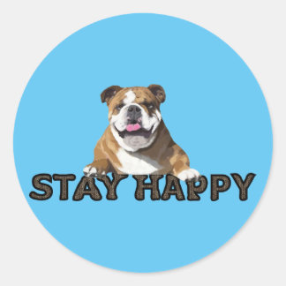 Dozer Surfs Stay Happy Stocker Classic Round Sticker