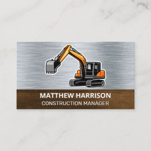 Dozer Vehicle Metal Wood Business Card