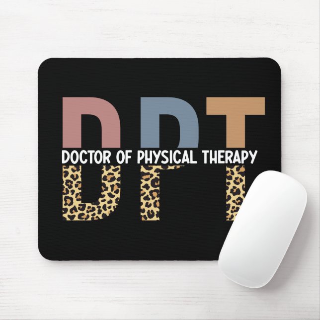 DPT Doctor of Physical Therapy Cheetah Typography Mouse Pad (With Mouse)