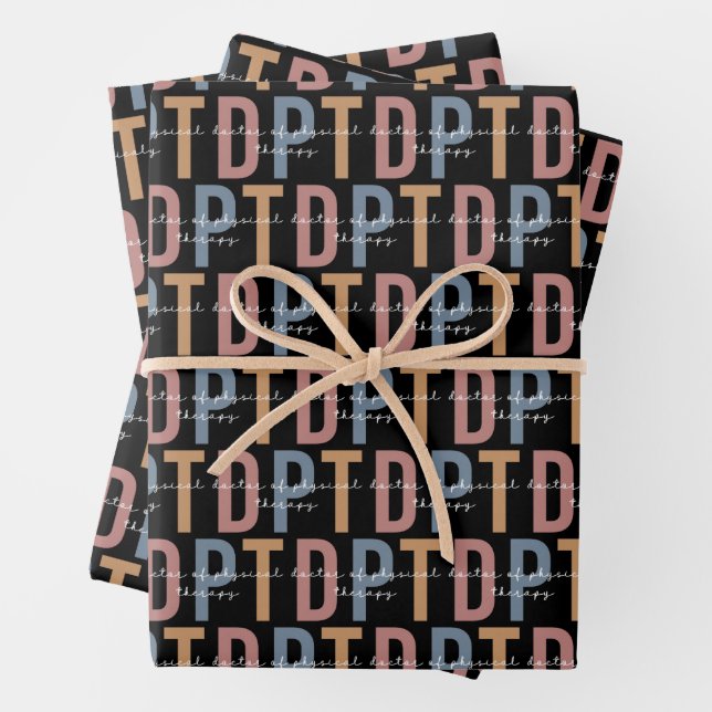 DPT Doctor of Physical Therapy Retro Pattern Wrapping Paper Sheet (In situ)