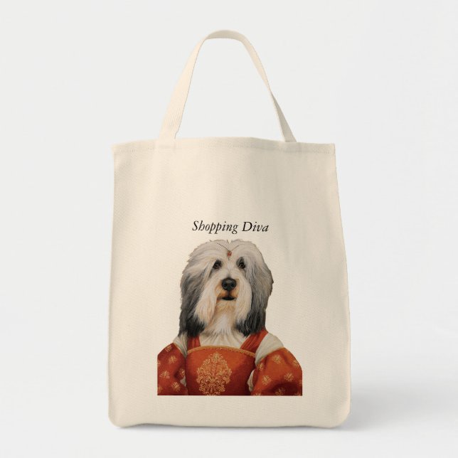 DR131 bearded collie shopping diva bag (Front)
