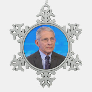 Dr. Anthony Fauci Hero Snowflake Pewter Christmas Ornament