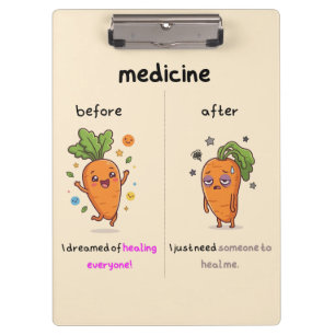 Dr. Carrot Before & After Medicine Funny Medical C Clipboard