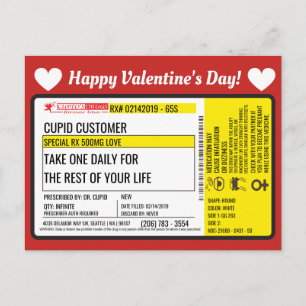 Dr. Cupid's Valentine Love Prescription Postcard