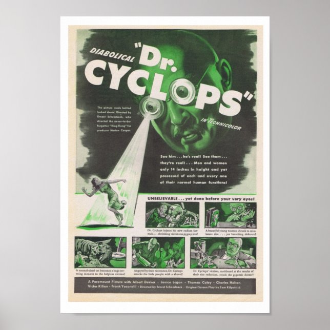 Dr Cyclops 1940 movie advertisement Poster (Front)