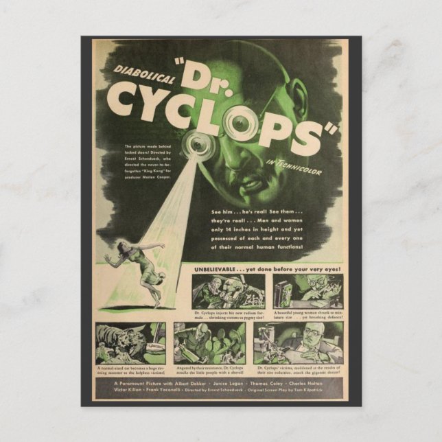 Dr. Cyclops Movie Poster Postcard (Front)