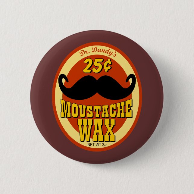 Dr. Dandy's Moustache Wax 2 Inch Round Button (Front)