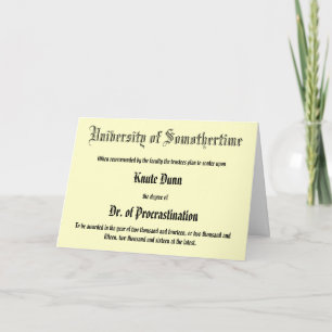 Dr de Procrastination, carte de voeux tardive