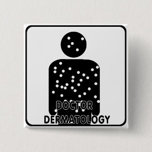 DR DERMATOLOGY SILHOUETTE LOGO 2 INCH SQUARE BUTTON