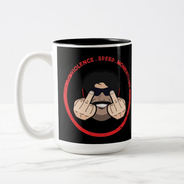 Dr Disrespect Violence Speed Momentum T-Shirt Two-Tone Coffee Mug (Left)