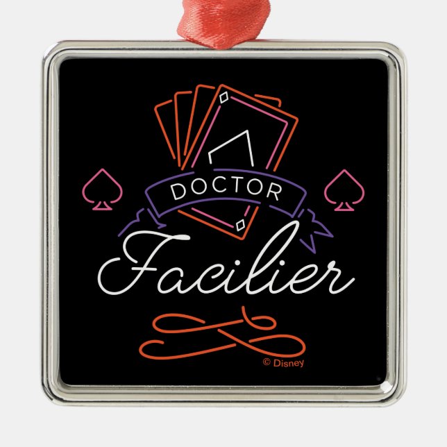 Dr. Facilier | Neon Card Deck Badge Logo Metal Ornament (Front)