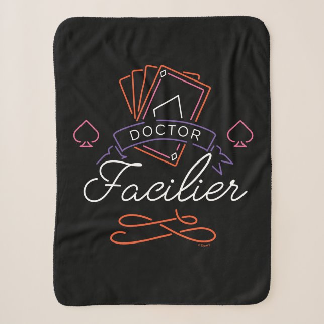 Dr. Facilier | Neon Card Deck Badge Logo Sherpa Blanket (Front)