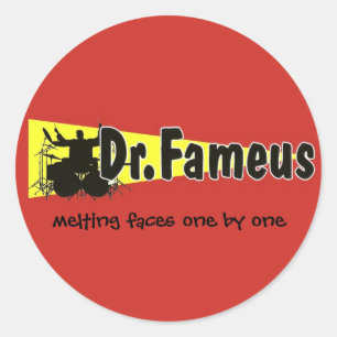 dr.fameus photoshoped plain, melting faces one ... classic round sticker