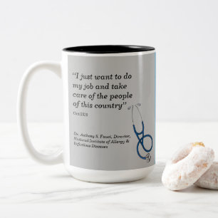 Dr. Fauci, 2-sided design, gray/pale blue, Two-Tone Coffee Mug