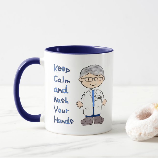 Dr Fauci | Keep Calm & Wash Your Hands | Corona Mug (With Donut)