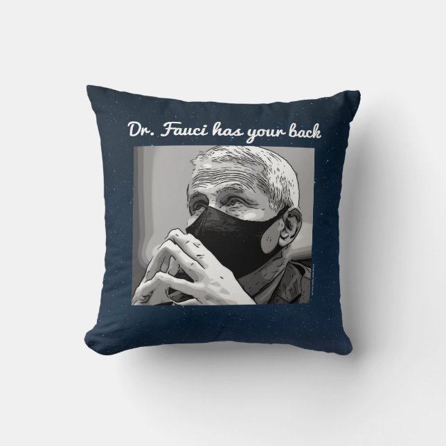 Dr. Fauci, navy/outer space, Throw Pillow (Front)